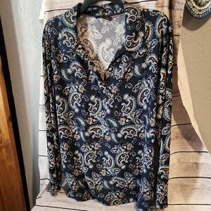 Tommy Hilfiger Navy Paisley Blouse
